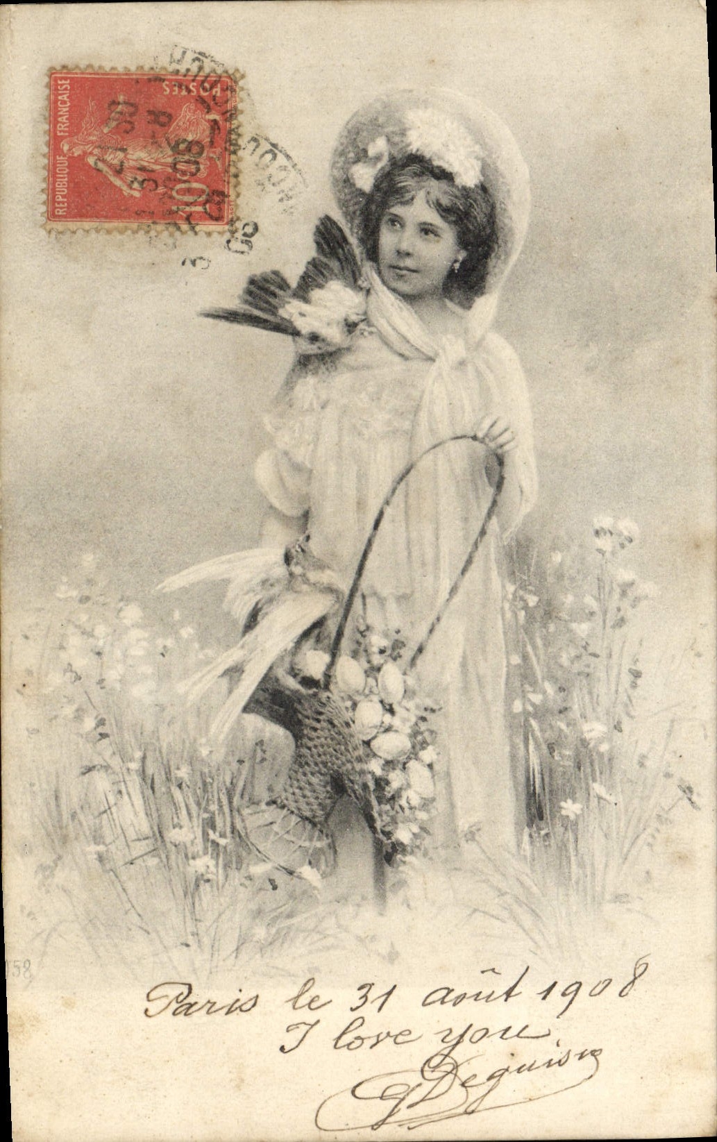 CPA Fantaisie Enfant Oiseau