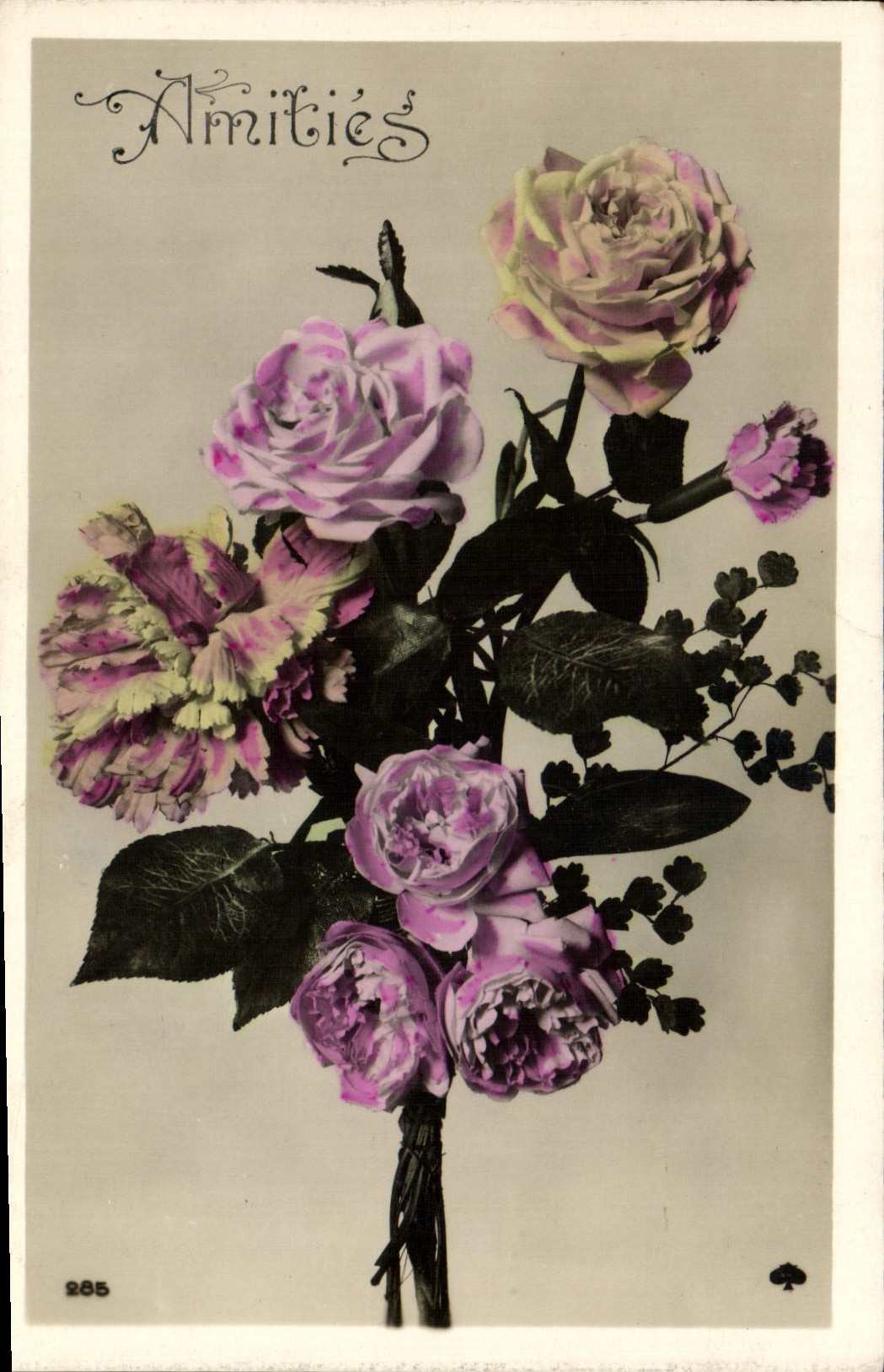 VINTAGE POSTCARD Fantasy Friendships Flowers