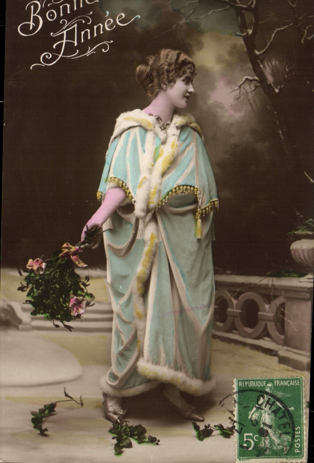 CPA Fantaisie Bonne Annee Femme 