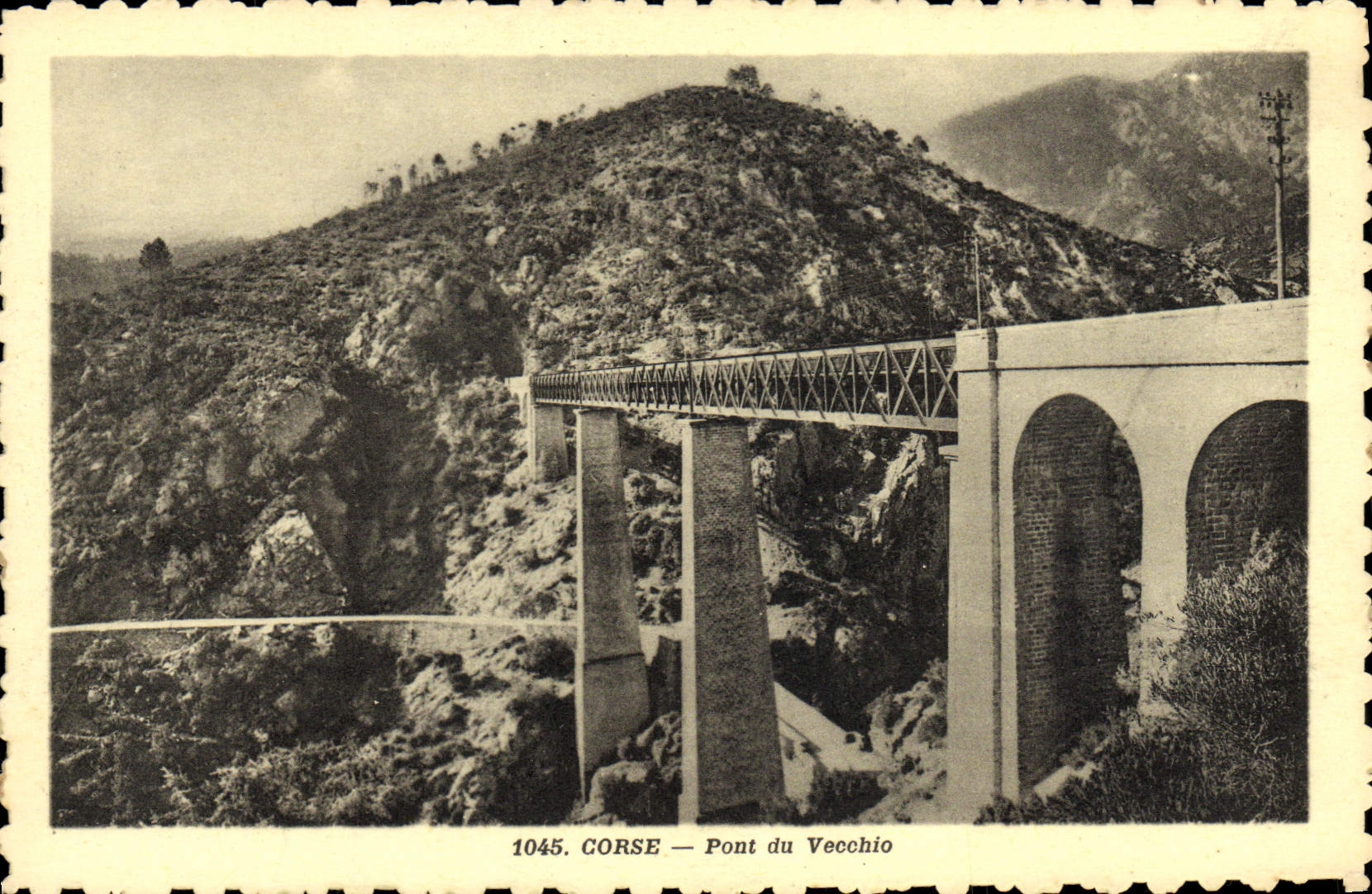 Puente de Córcega de la POSTAL de la VENDIMIA de Córcega Vecchio Córcega