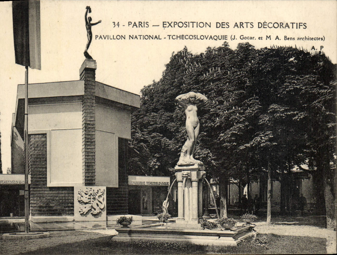 CPA Paris Exposition des Arts Decoratifs Pavillon National Tchecoslovaquie