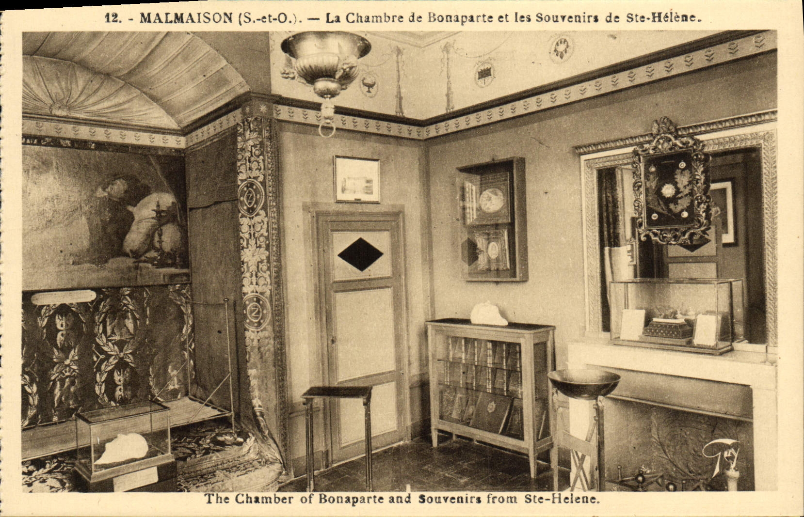 VINTAGE POSTCARD Malmaison the Room of Bonapart and Souvenirs of co. Helene