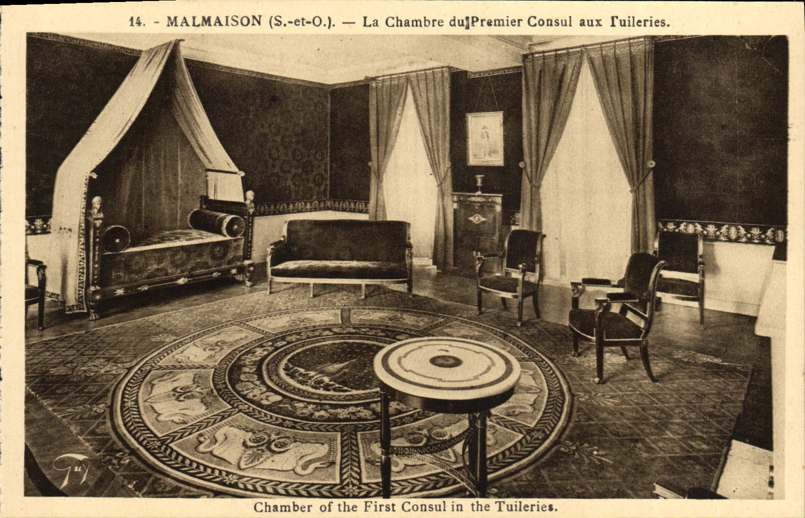 VINTAGE POSTCARD Malmaison Chmabre of the First Consul to Tileries