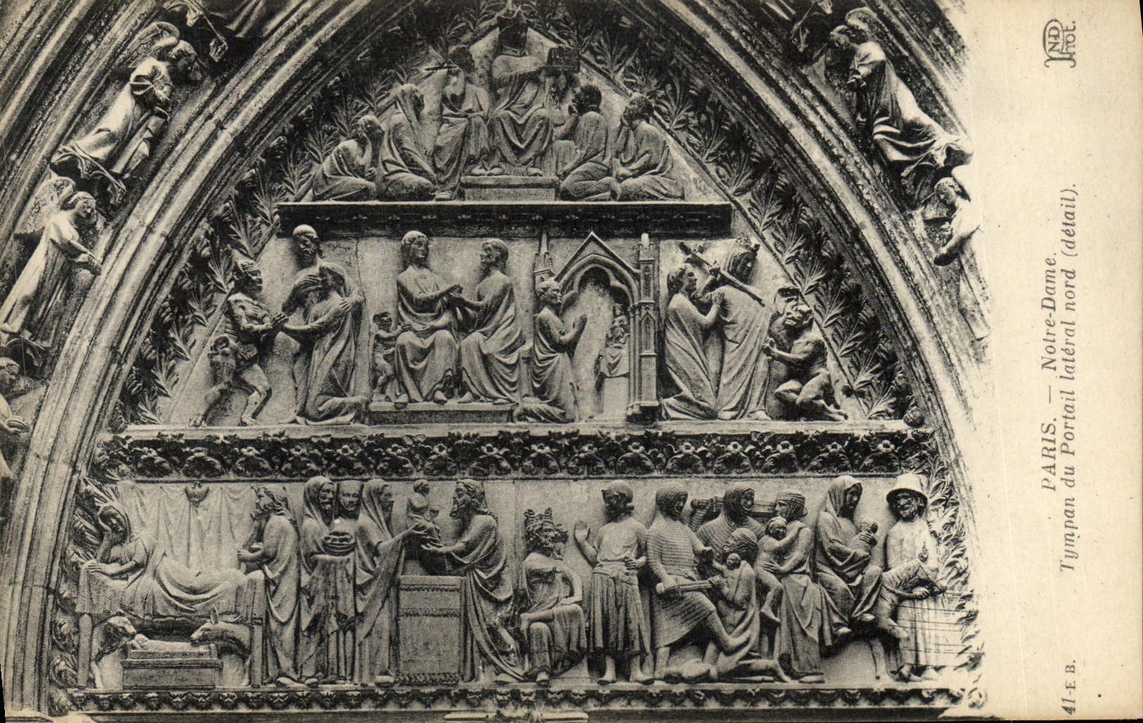 VINTAGE POSTCARD Paris Notre Dame Tympanum of the northern side Gate