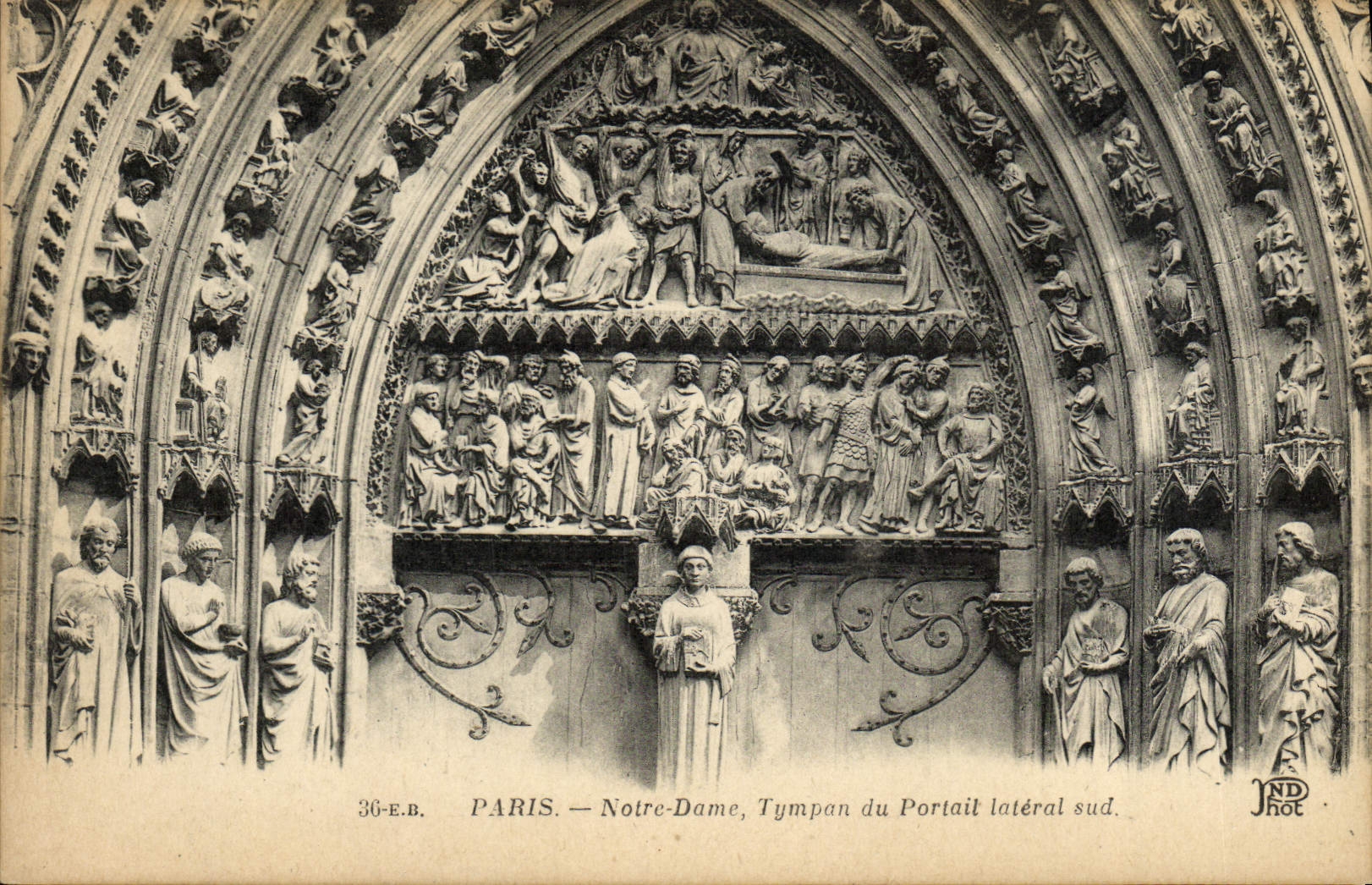 CPA Paris Notre Dame Tympan du Portail lateral sud