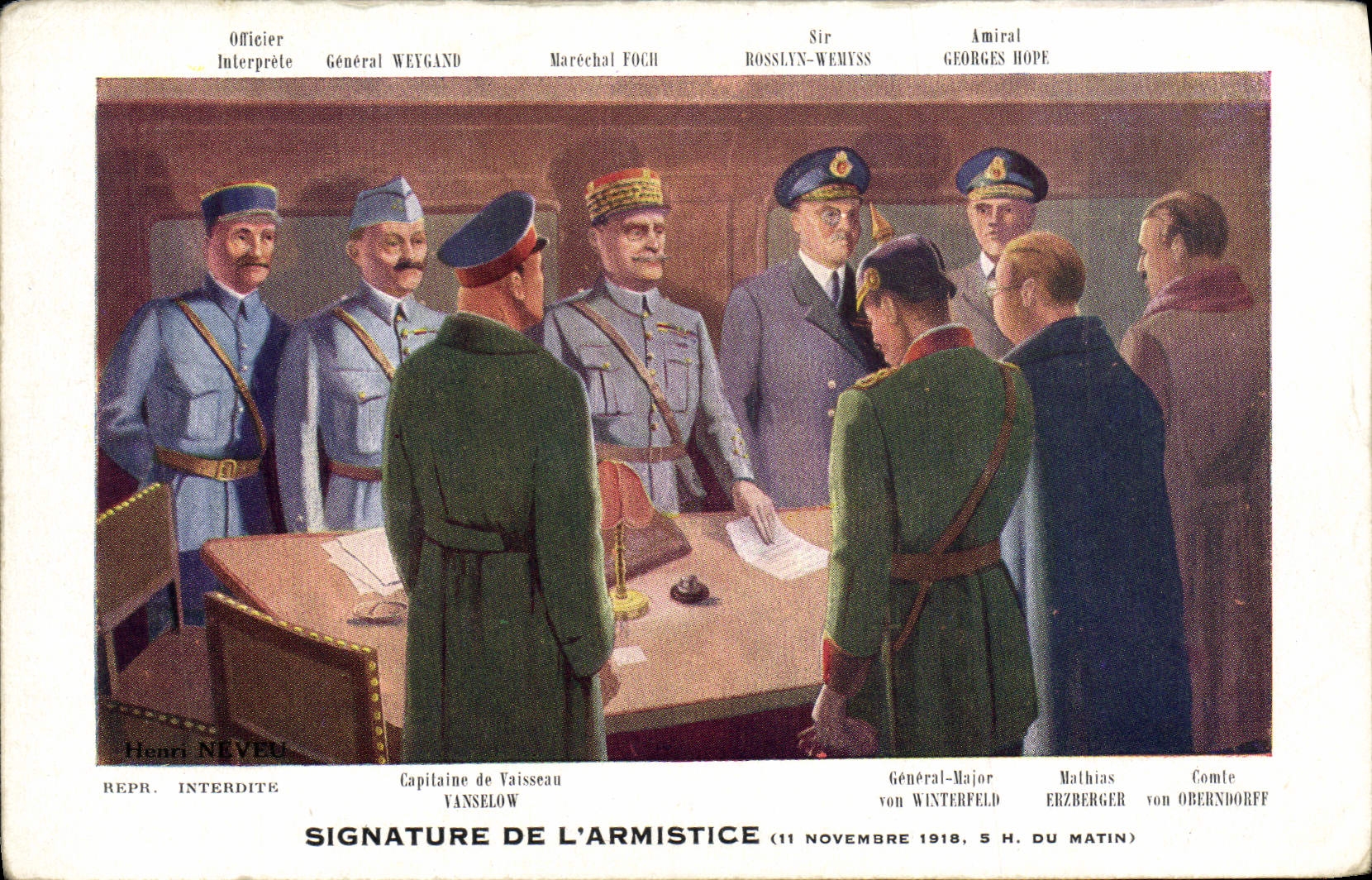 CPA Signature de l'Armistice Militaria 