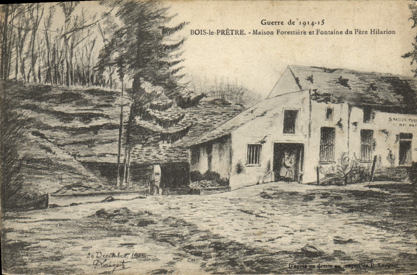 VINTAGE POSTCARD Wood the Priest Mison Forestiere and Fontaine of the Hilarion Father