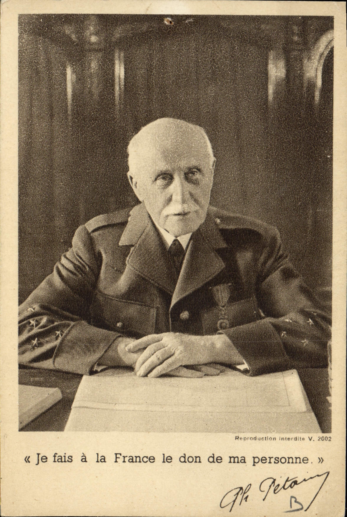 CPA Je fais a la Frnace le don de ma personne Petain