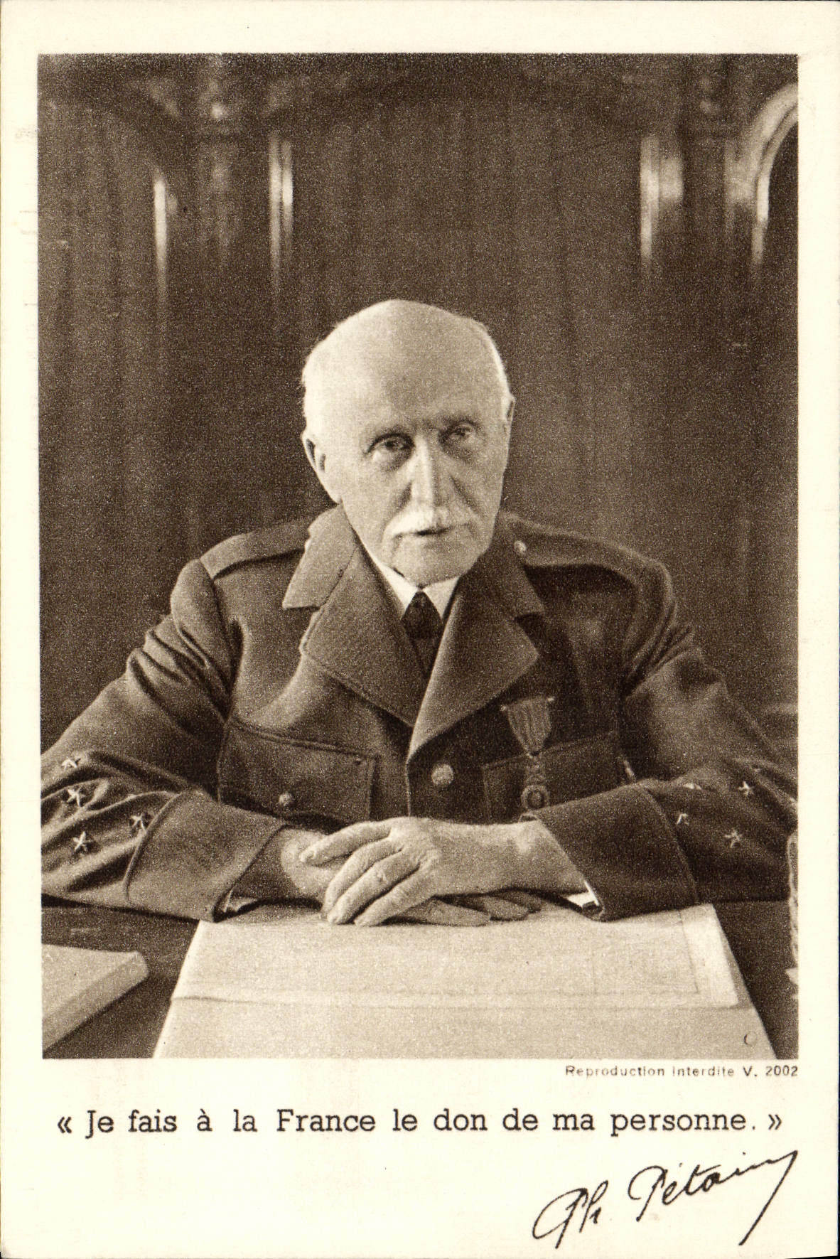 CPA Je fais a la Fance le don de ma personne Petain