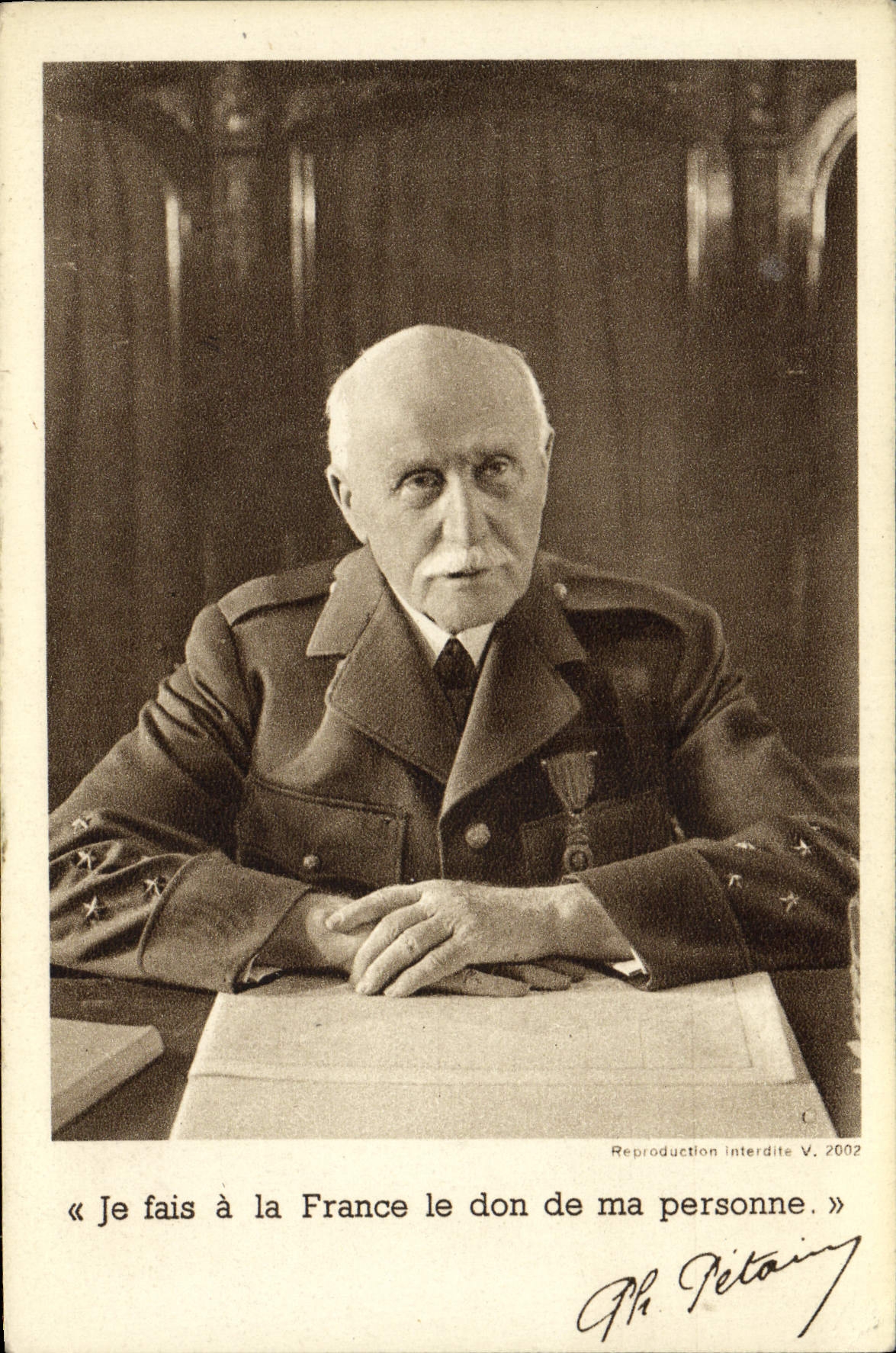 VINTAGE POSTCARD I make in France the gift my Petain person