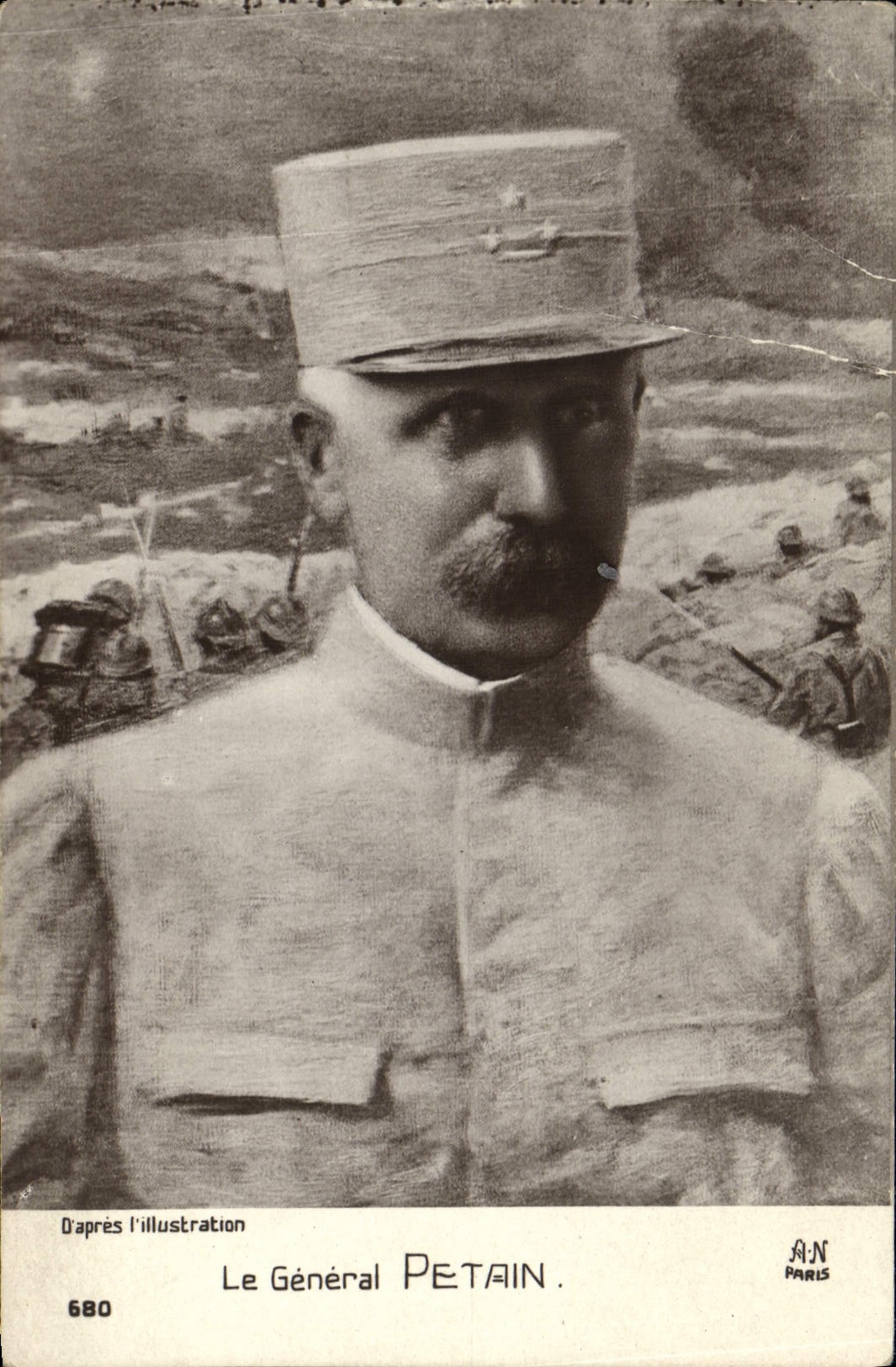 General Petain Militaria de la POSTAL de la VENDIMIA