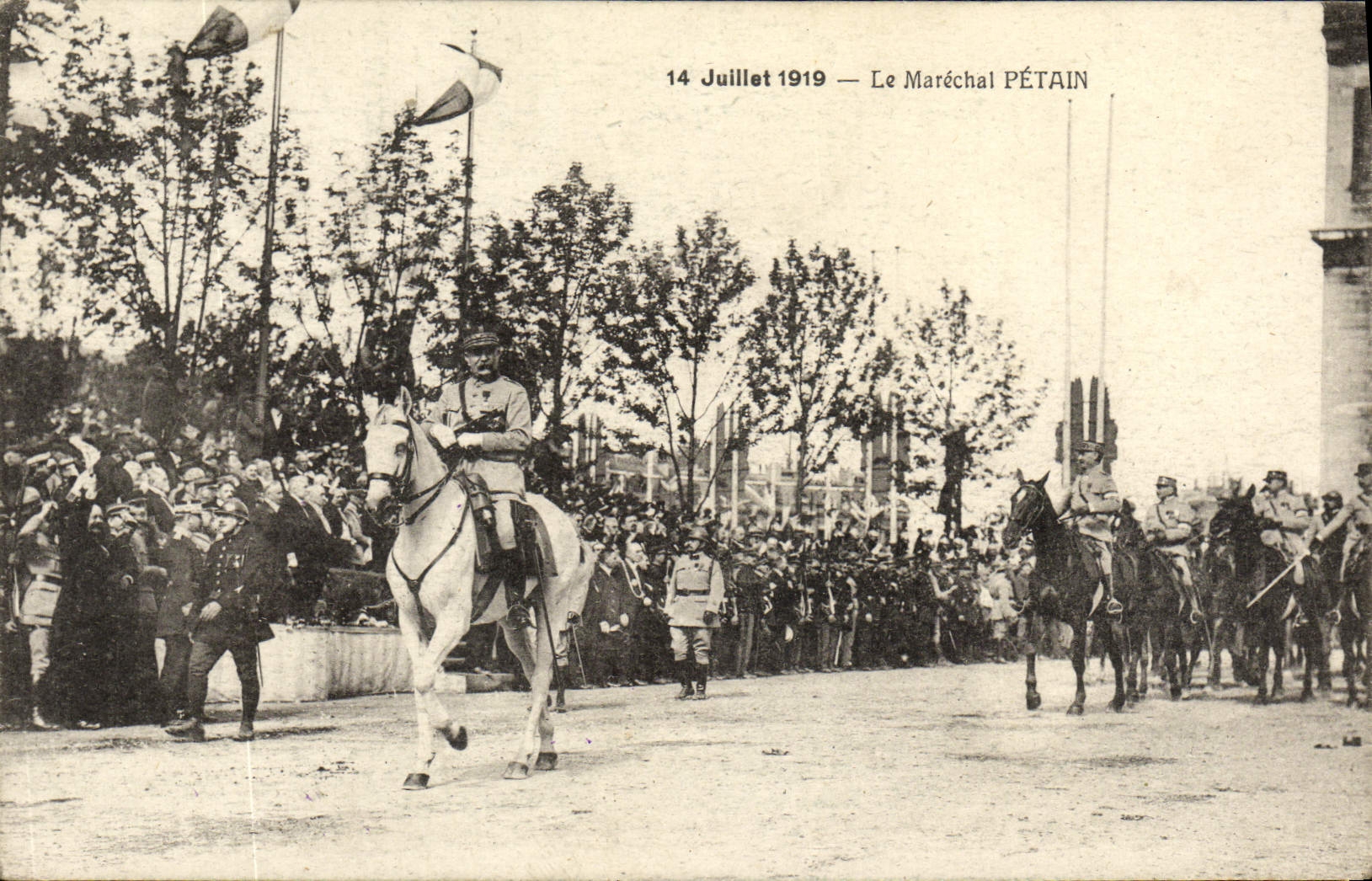 VINTAGE POSTCARD the Marshal Petain Militaria July 14th, 1919
