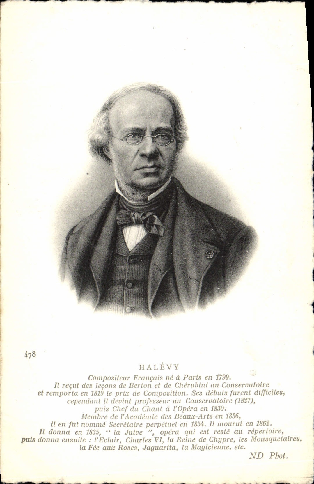 Máquina de componer del francés de la música de Halevy de la POSTAL de la VENDIMIA