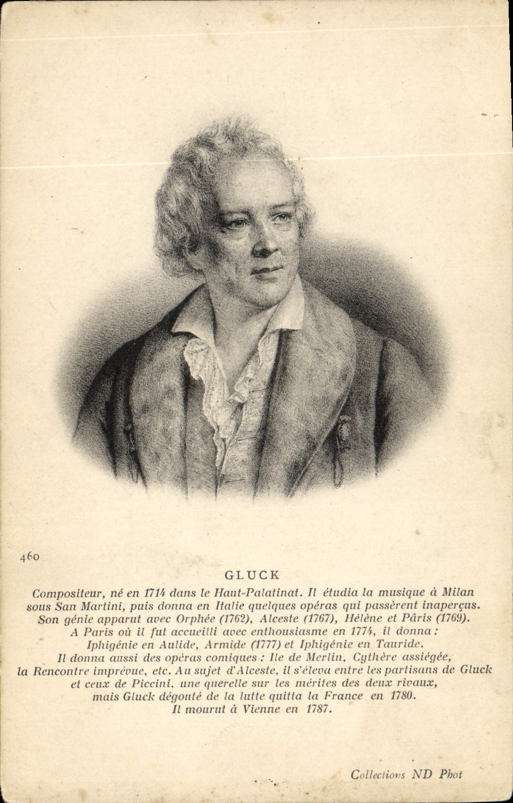 Música de la máquina de componer de Gluck de la POSTAL de la VENDIMIA