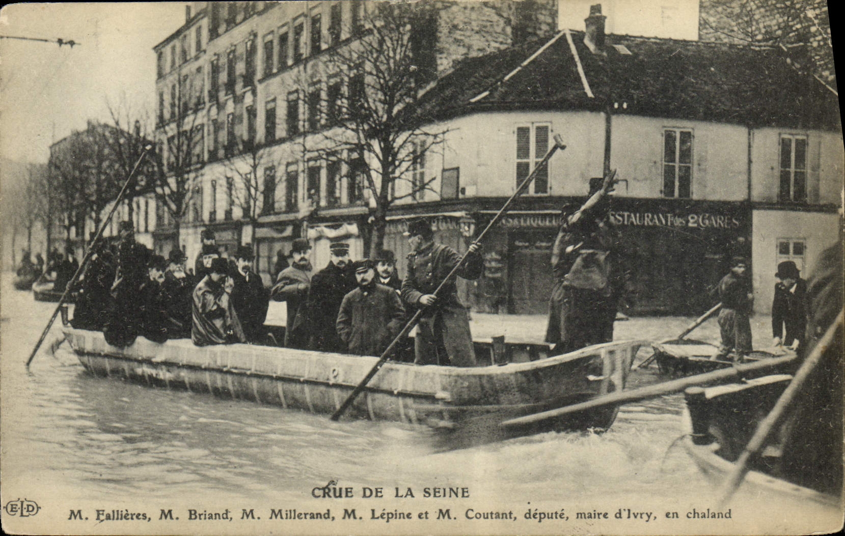 CPA Crue de la Seine Fallieres Briand Millerand Lepine Coutant Paris