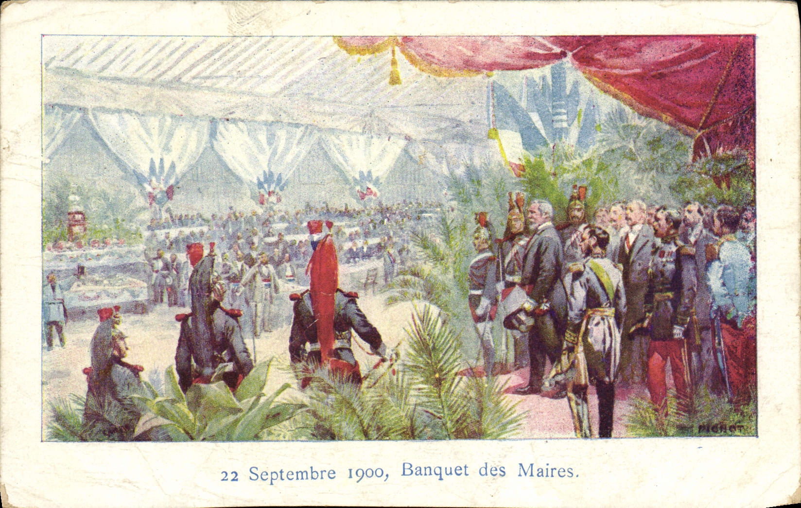 CPA Septembre 1900 Banquet des Maires Militaria