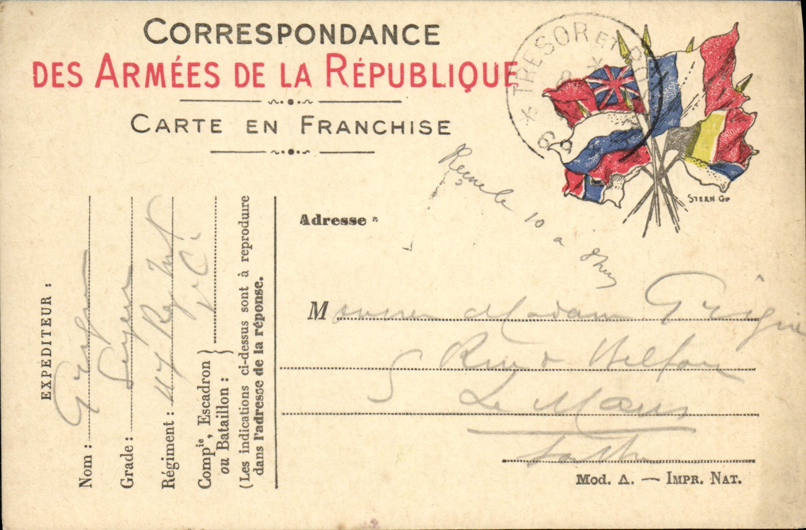 Carte Franchise Militaire Grigne Le Mans