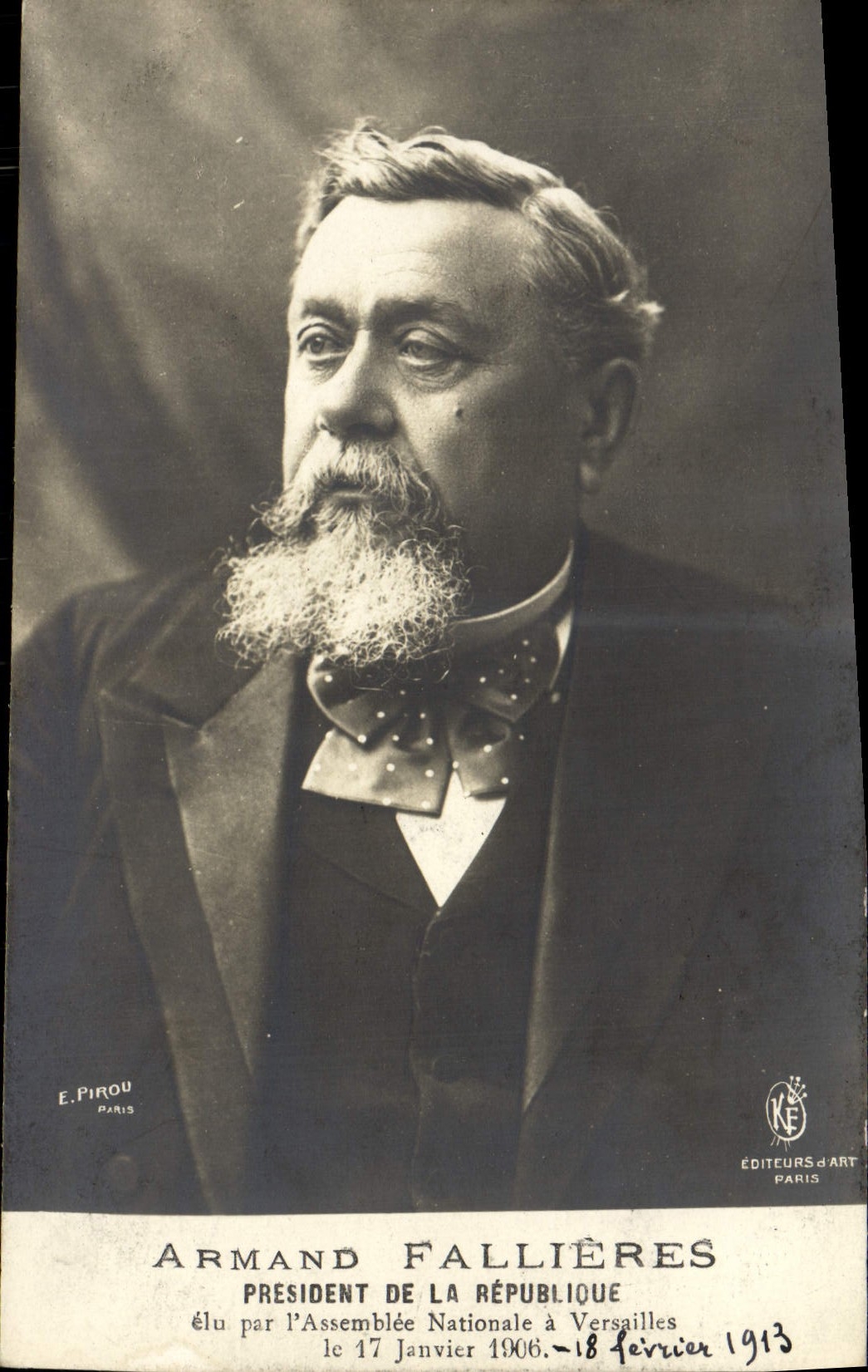 VINTAGE POSTCARD Armand Fallieres Presient of the Republic