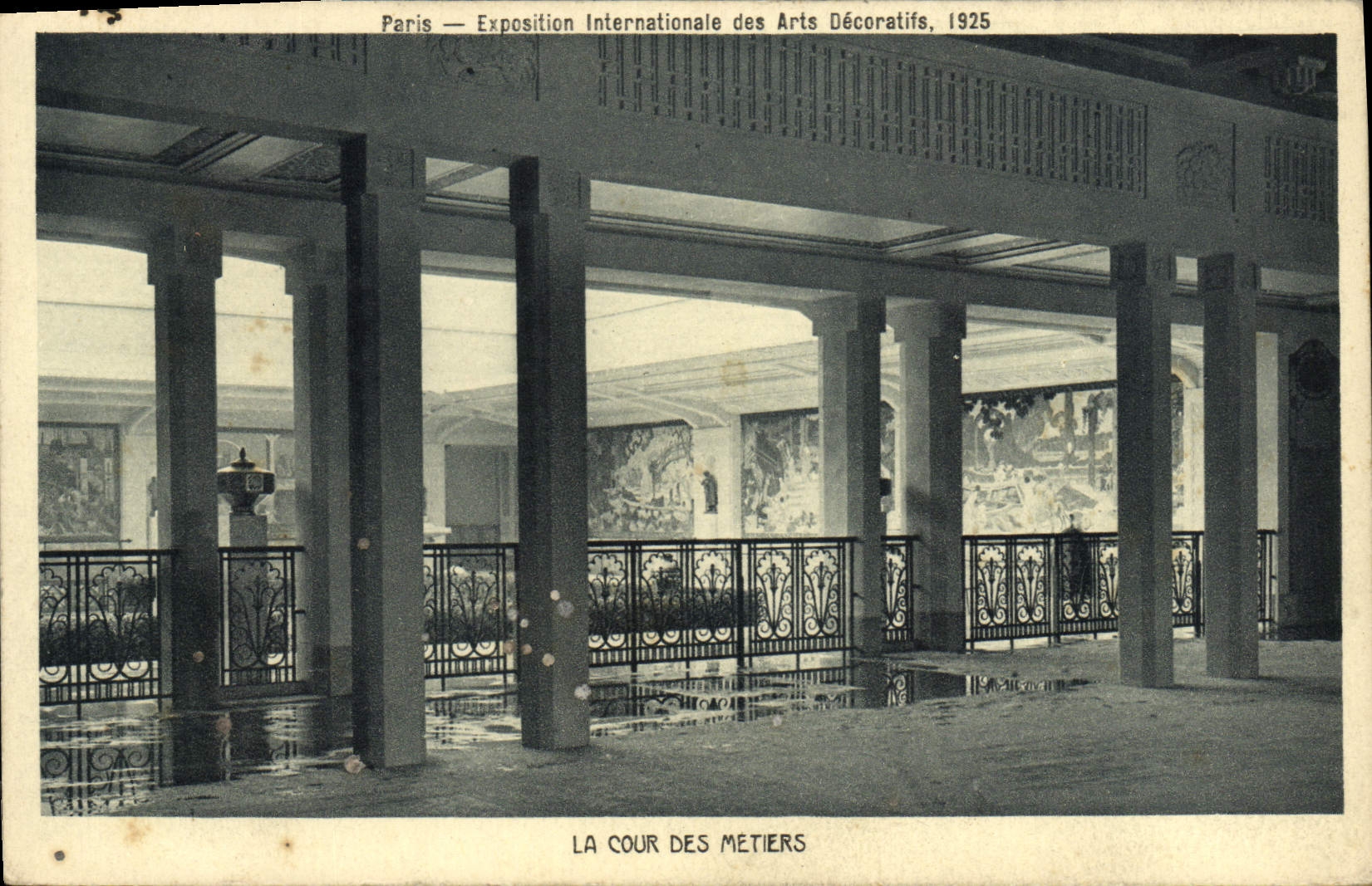 Exposición internacional de París de la POSTAL de la VENDIMIA de la corte decorativa de los artes de los comercios
