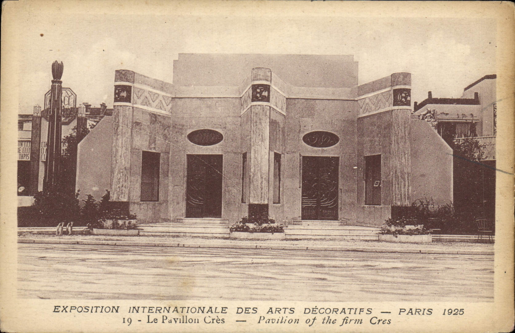 Exposición internacional de la POSTAL de la VENDIMIA de los artes decorativos París la casa de Cres