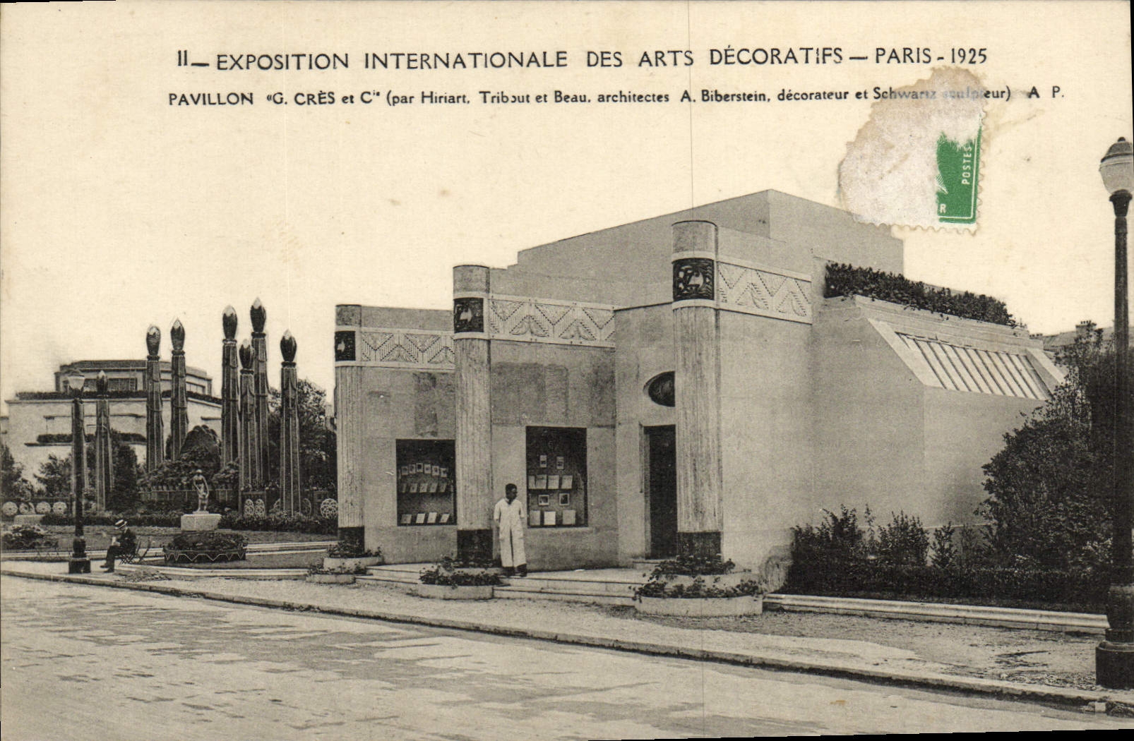Exposición internacional de la POSTAL de la VENDIMIA de la casa decorativa G Cres y C de París de los artes