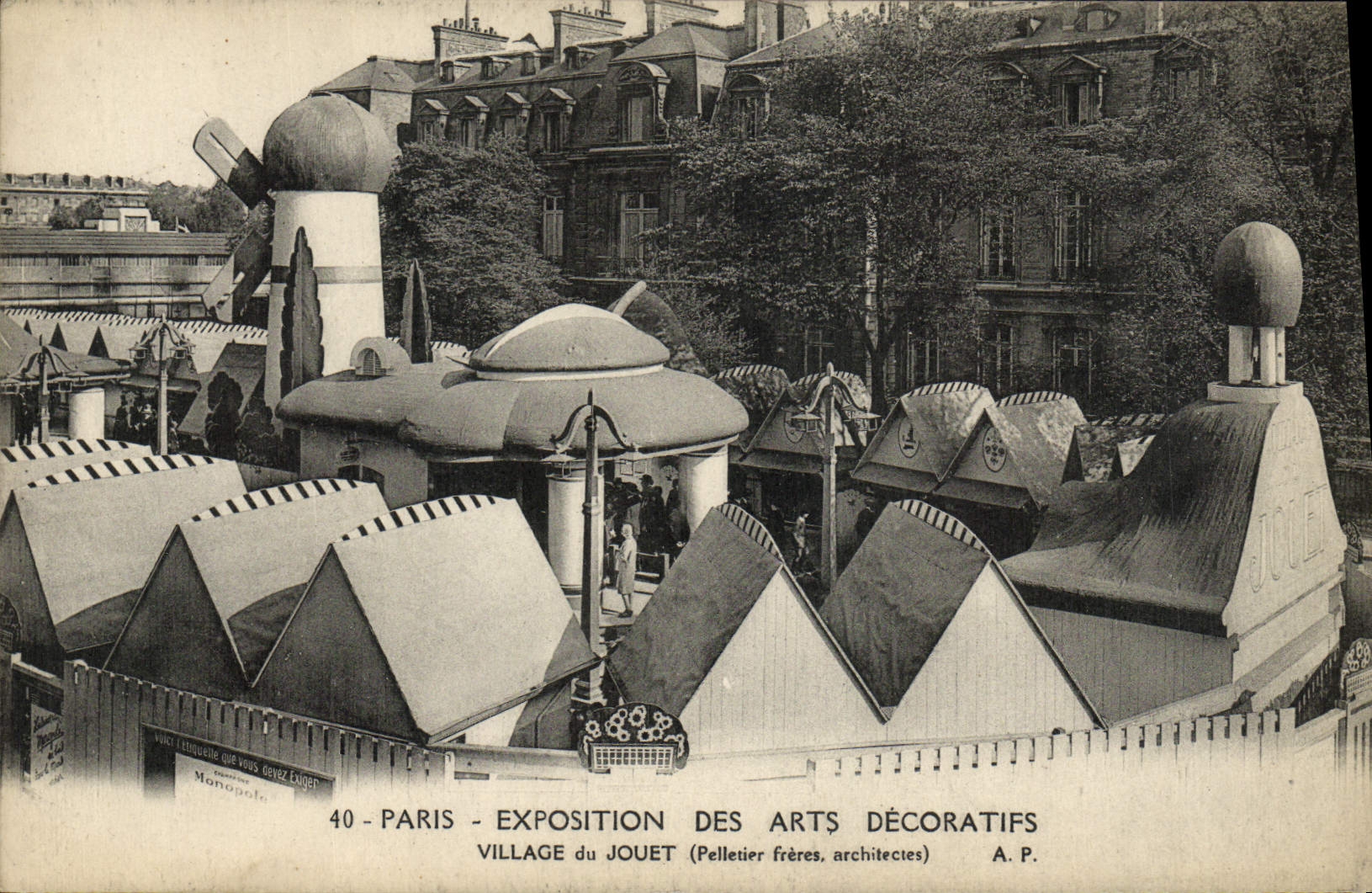 Feria de París de la POSTAL de la VENDIMIA de la aldea decorativa de los artes del juguete
