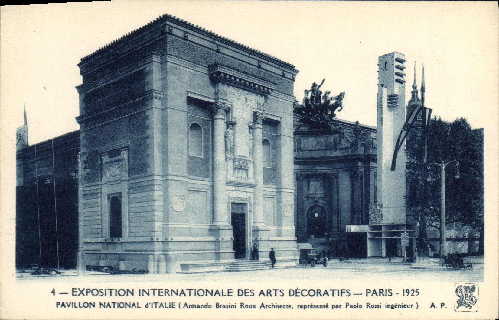 Exposición internacional de la POSTAL de la VENDIMIA de la casa nacional de París de los artes decorativos de Italia
