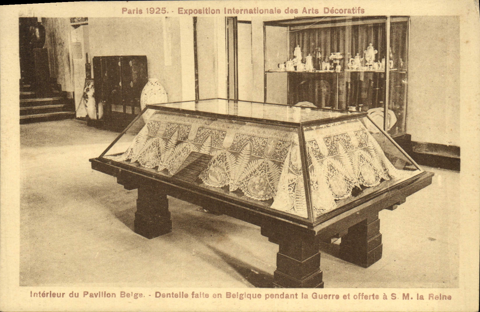 Exposición internacional de París de la POSTAL de la VENDIMIA del interior decorativo de los artes de la casa belga Dentaelle hecho en Bélgica