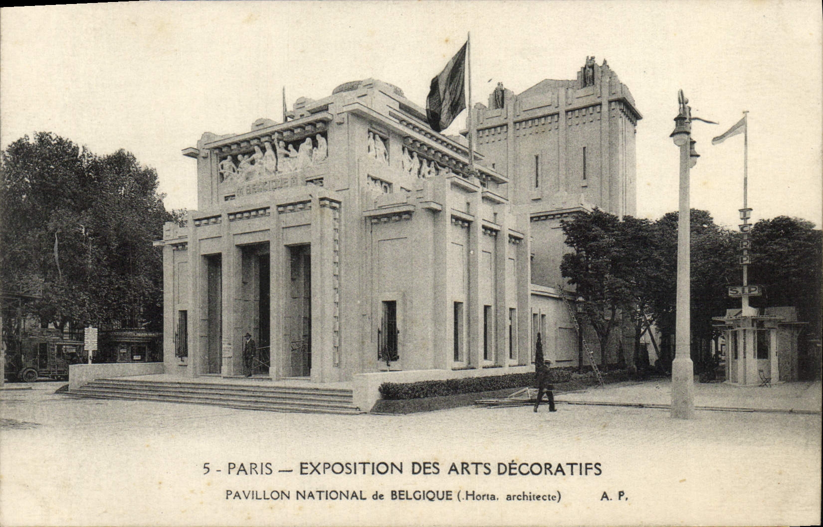 Feria de París de la POSTAL de la VENDIMIA de la casa nacional de los artes decorativos de Bélgica