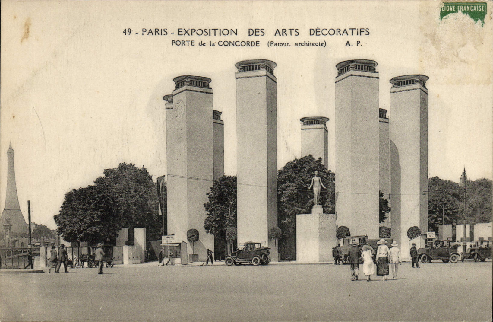 La exposición de París de la POSTAL de la VENDIMIA de artes decorativos lleva la torre Eiffel de la armonía