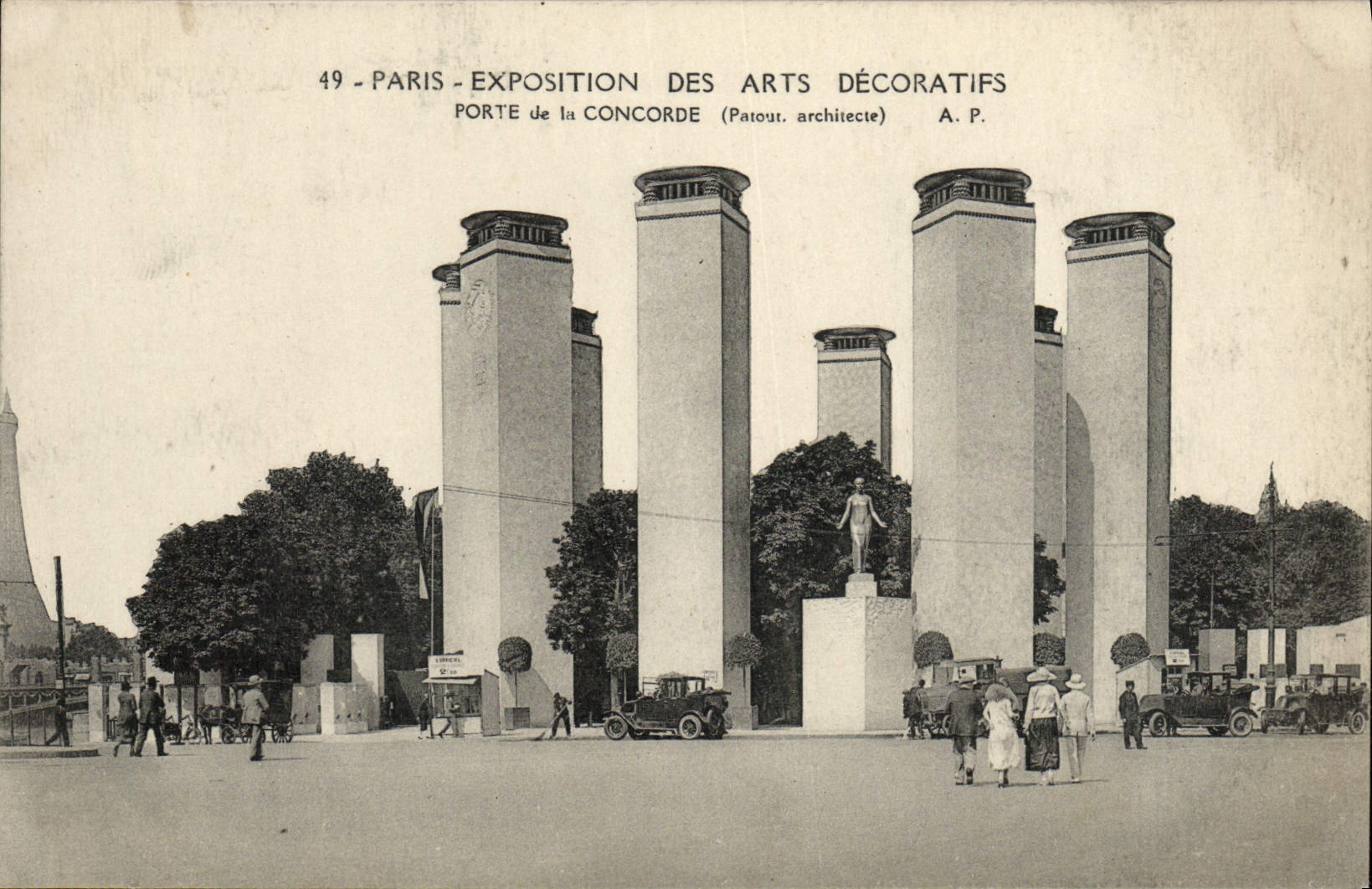 La exposición de París de la POSTAL de la VENDIMIA de artes decorativos lleva armonía