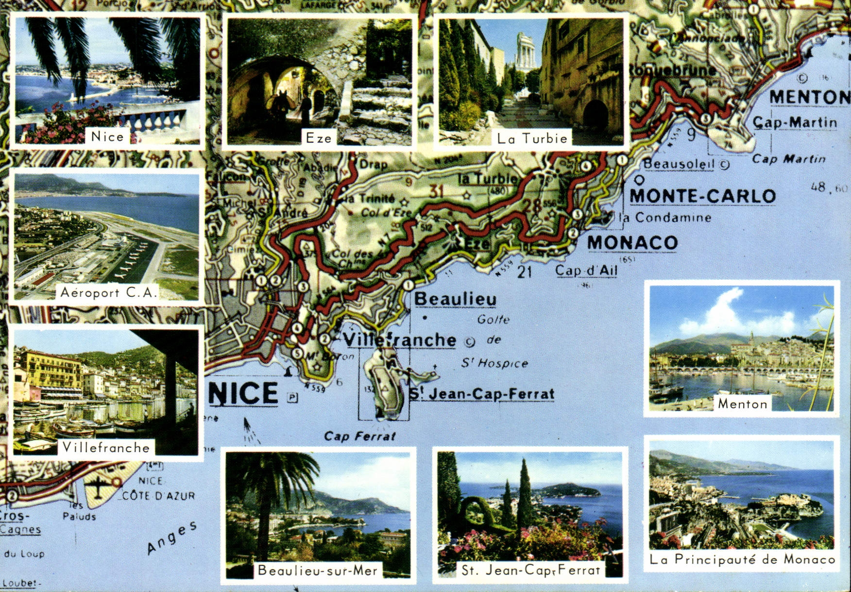 POSTAL MODERNA la dimensión de Mónaco azul Monte Carlo Menton Niza