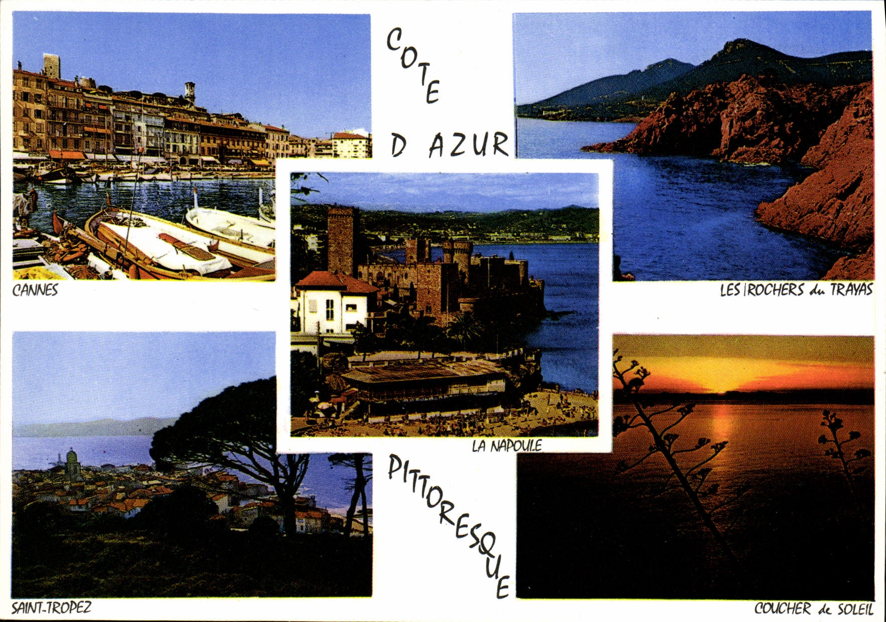 POSTAL MODERNA dimensión pintoresca de las rocas santas azules de Cannes TRopez de Trayas Napoule