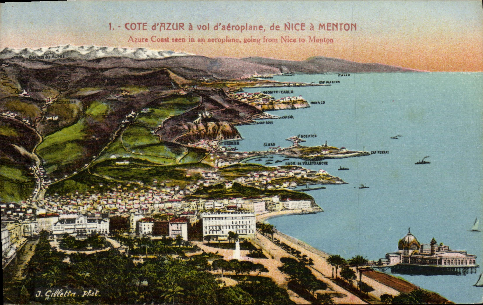 CPA La Cote D'Azur Vol d'Aeroplance de Nice a Menton