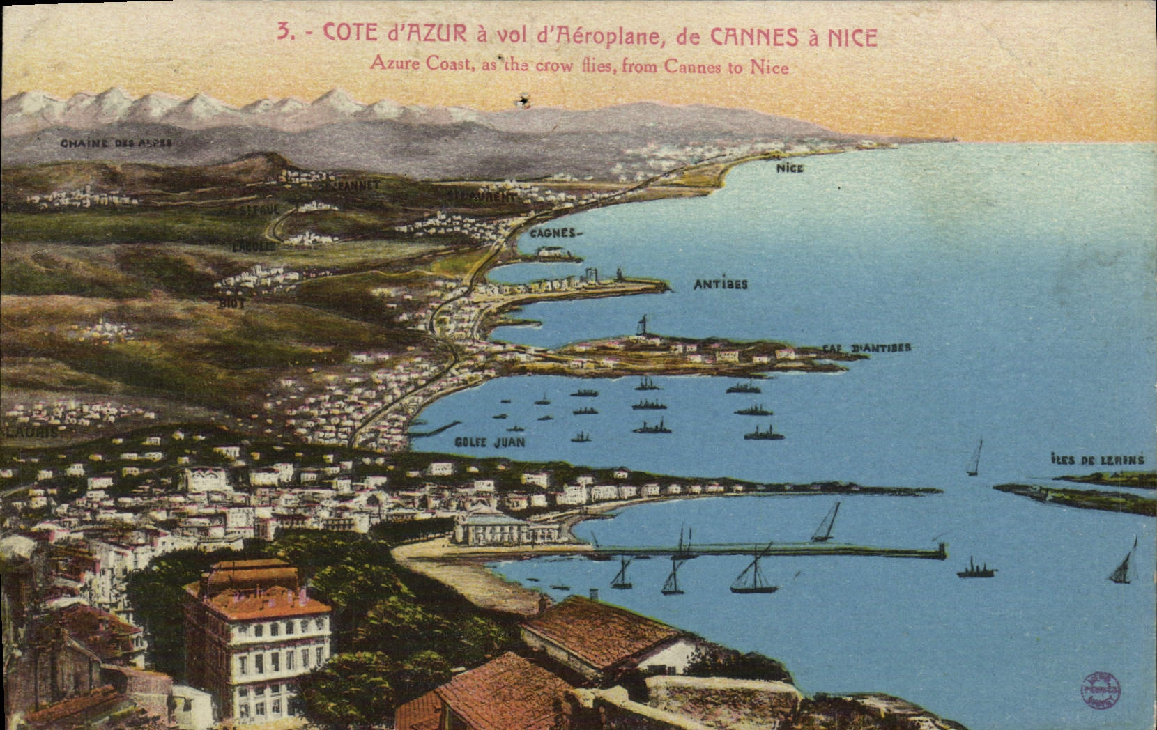 CPA Cote D'Azur a Vol d'Aeroplane de Cannes a Nice