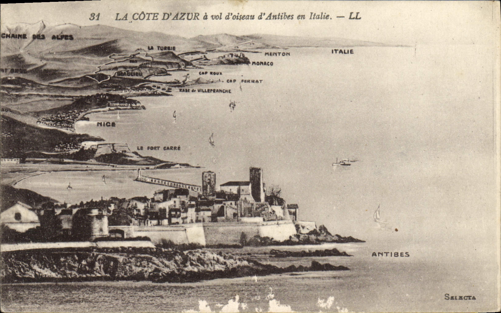CPA Nice La Cote D'Azur a Vol d'Oisean d'Antibes en Italie 
