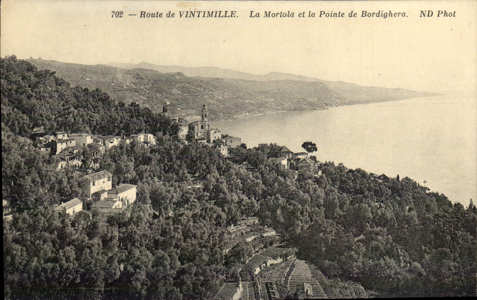 Camino de Vintimille de la POSTAL de la VENDIMIA de Mortola y tapa de Bordighera