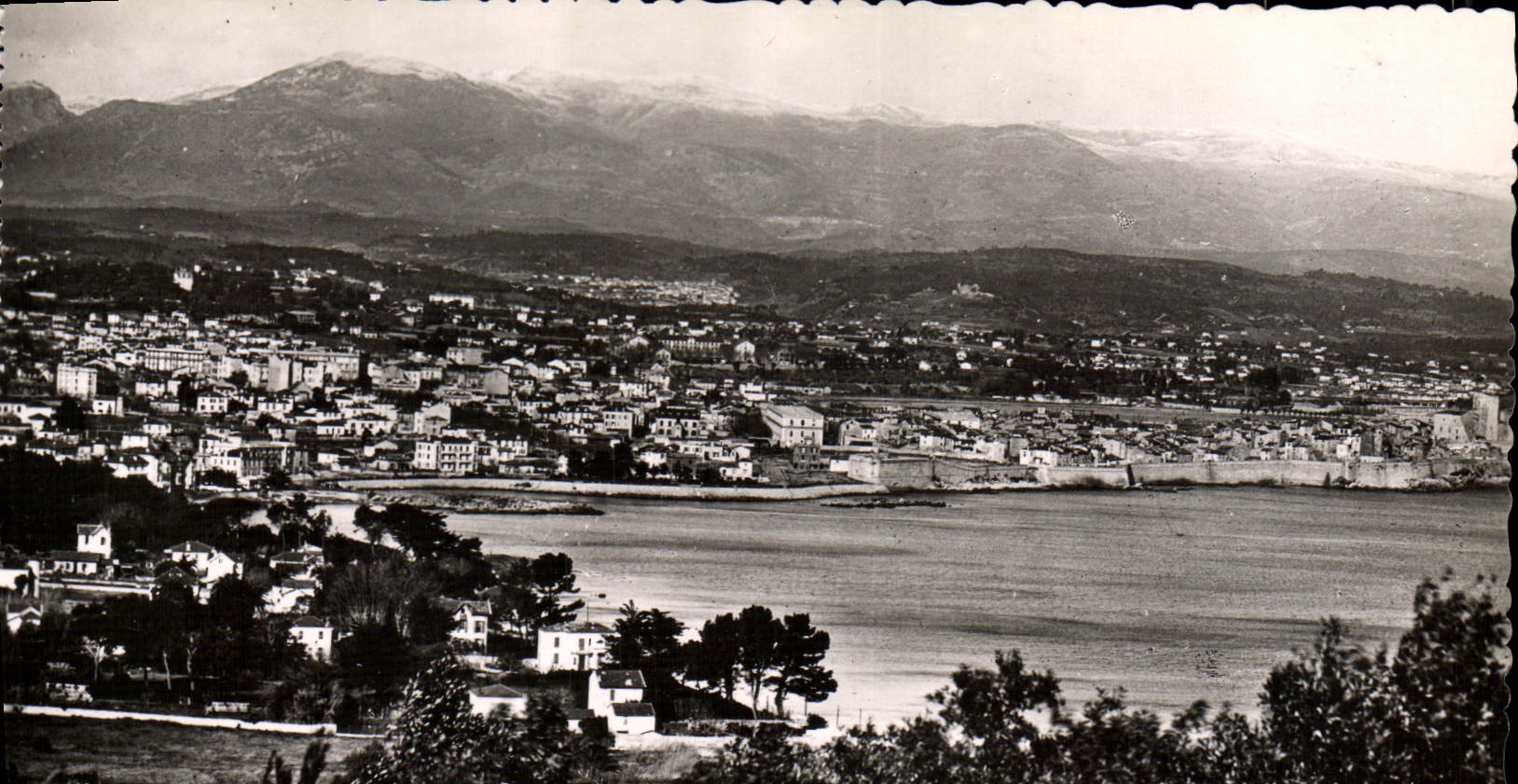 VINTAGE POSTCARD Antibes View and the Alps