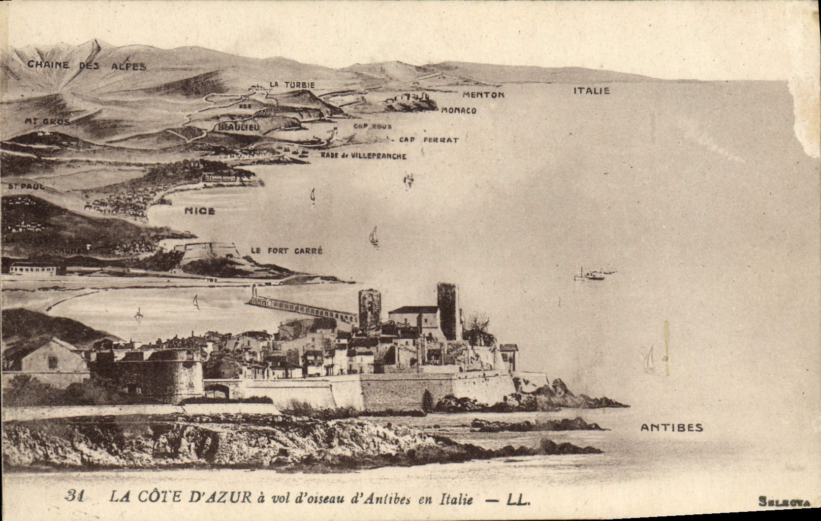 CPA Antibes a vol d'oiseau