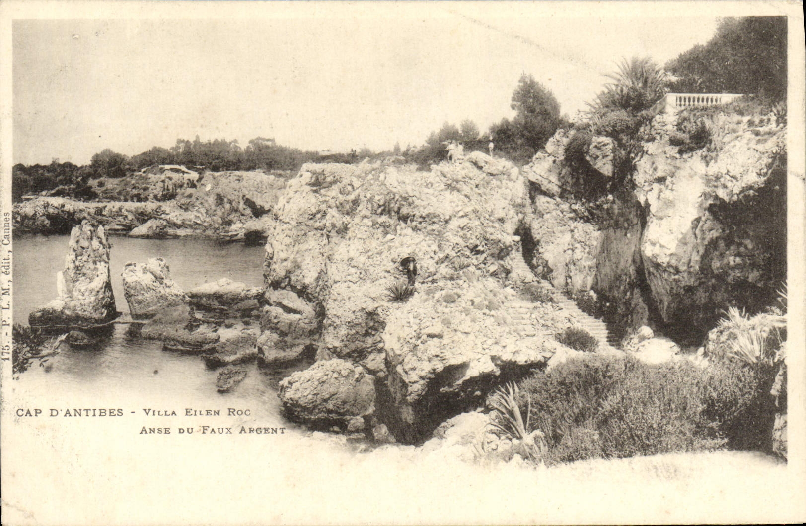 Manija de la roca de Eilen del chalet de Antibes de la POSTAL de la VENDIMIA del dinero falso