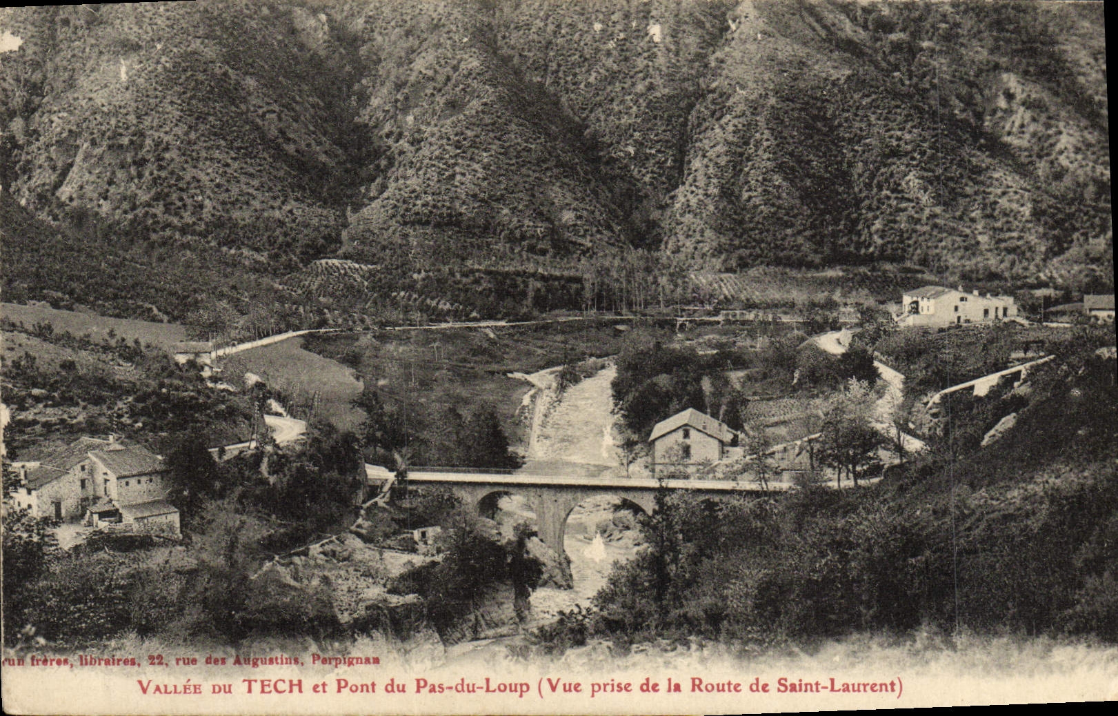 MODERN CARD Valley Of Tech and Pont of the Step Wolf Seen from of the road of Saint Laurent