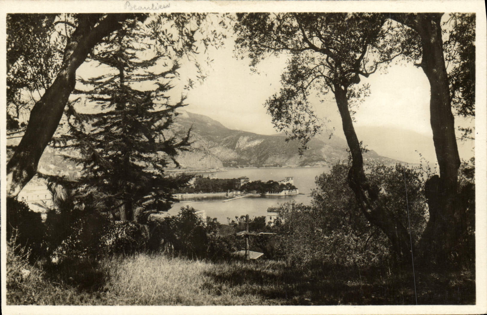 MODERN CARD Beaulieu Seen Between the Olive-trees