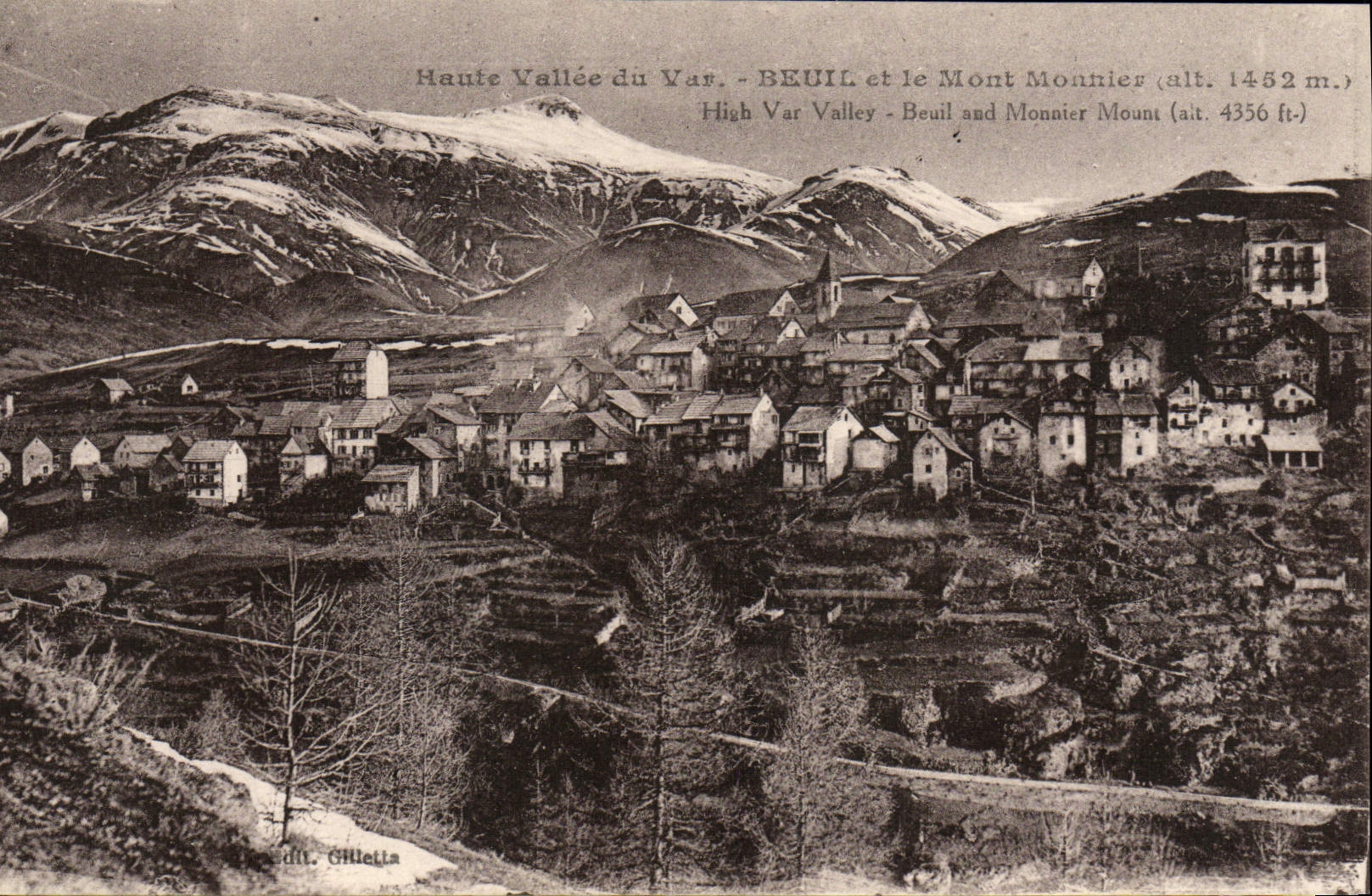 POSTAL Beuil de la VENDIMIA y el montaje de Monnier