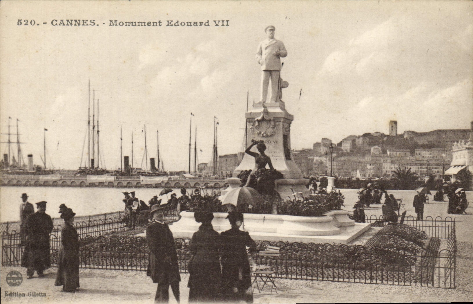 VINTAGE POSTCARD Cannes Monument Edouard VII