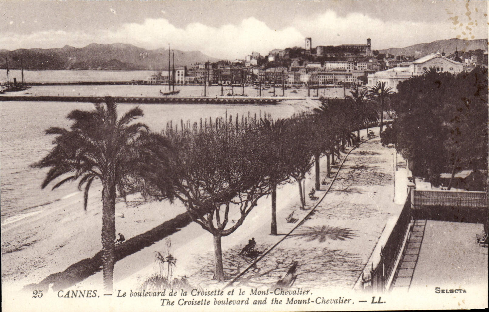 VINTAGE POSTCARD Cannes the Boulevard of the Small cross and the Mount Knight