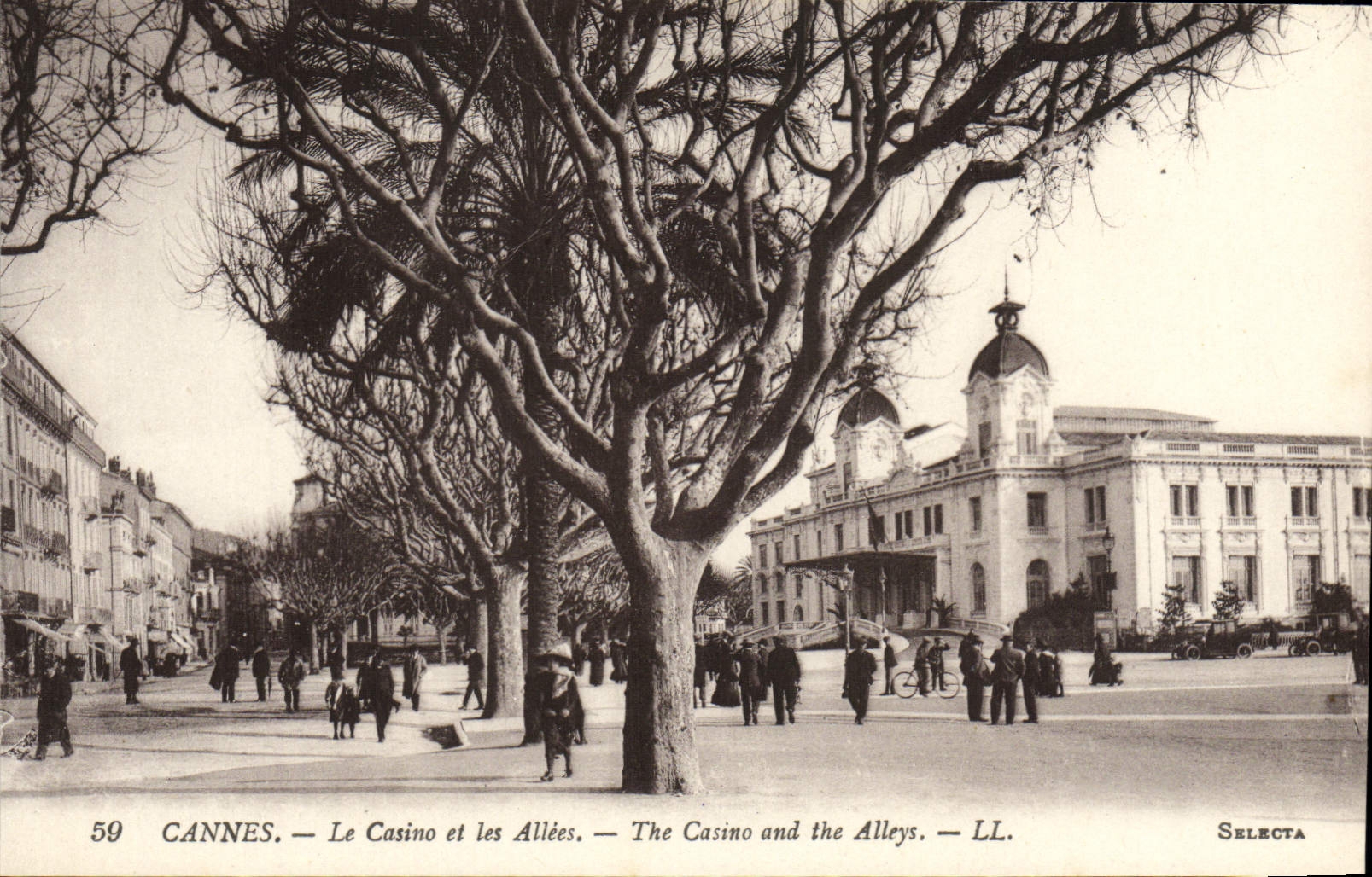 VINTAGE POSTCARD Cannes the Casino and Alleys