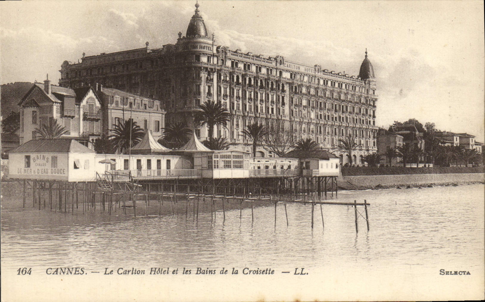 VINTAGE POSTCARD Cannes Carlton Hotel and Balns of the Small cross