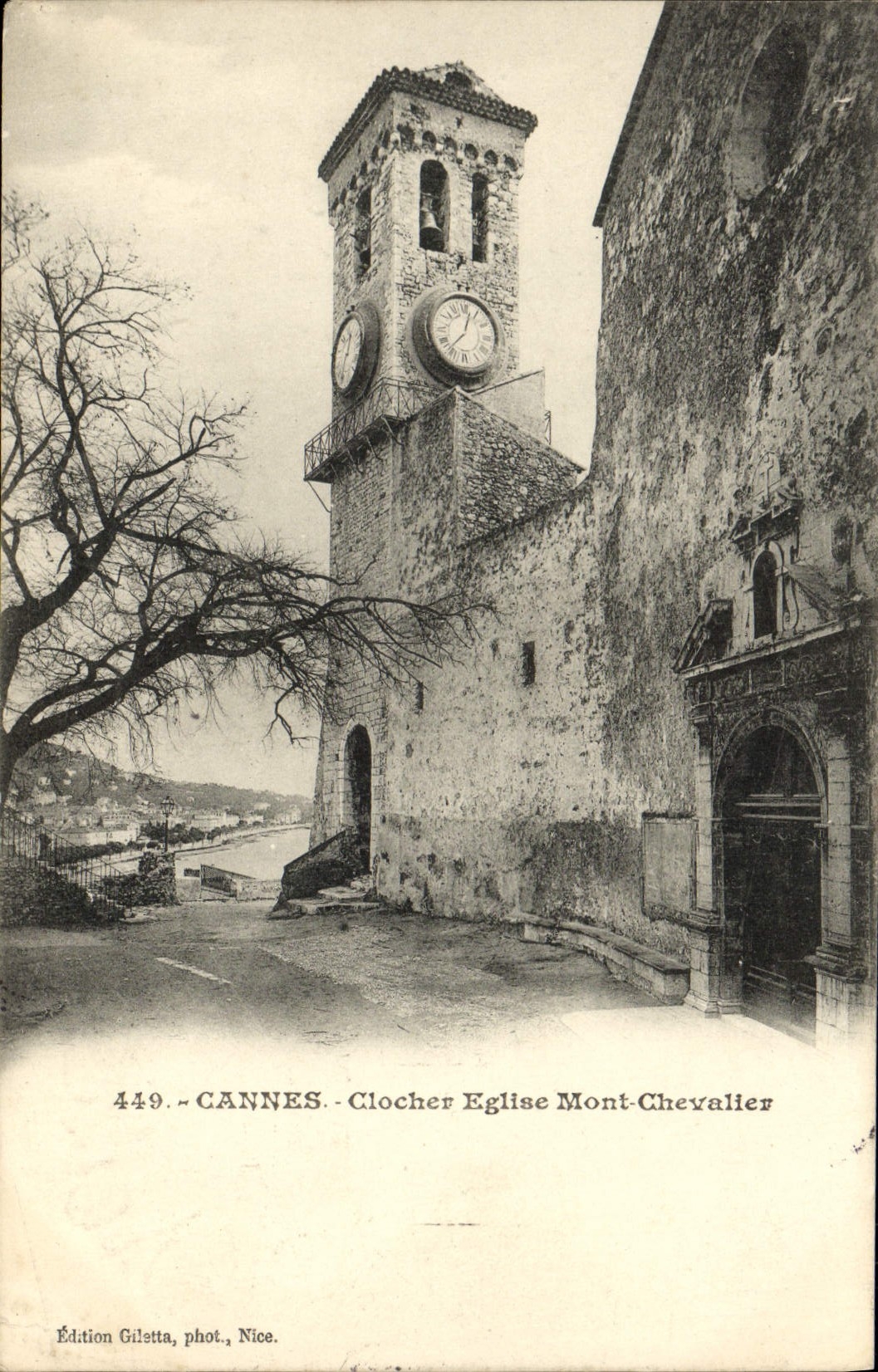 VINTAGE POSTCARD Cannes Bell-tower Church Mount Knight