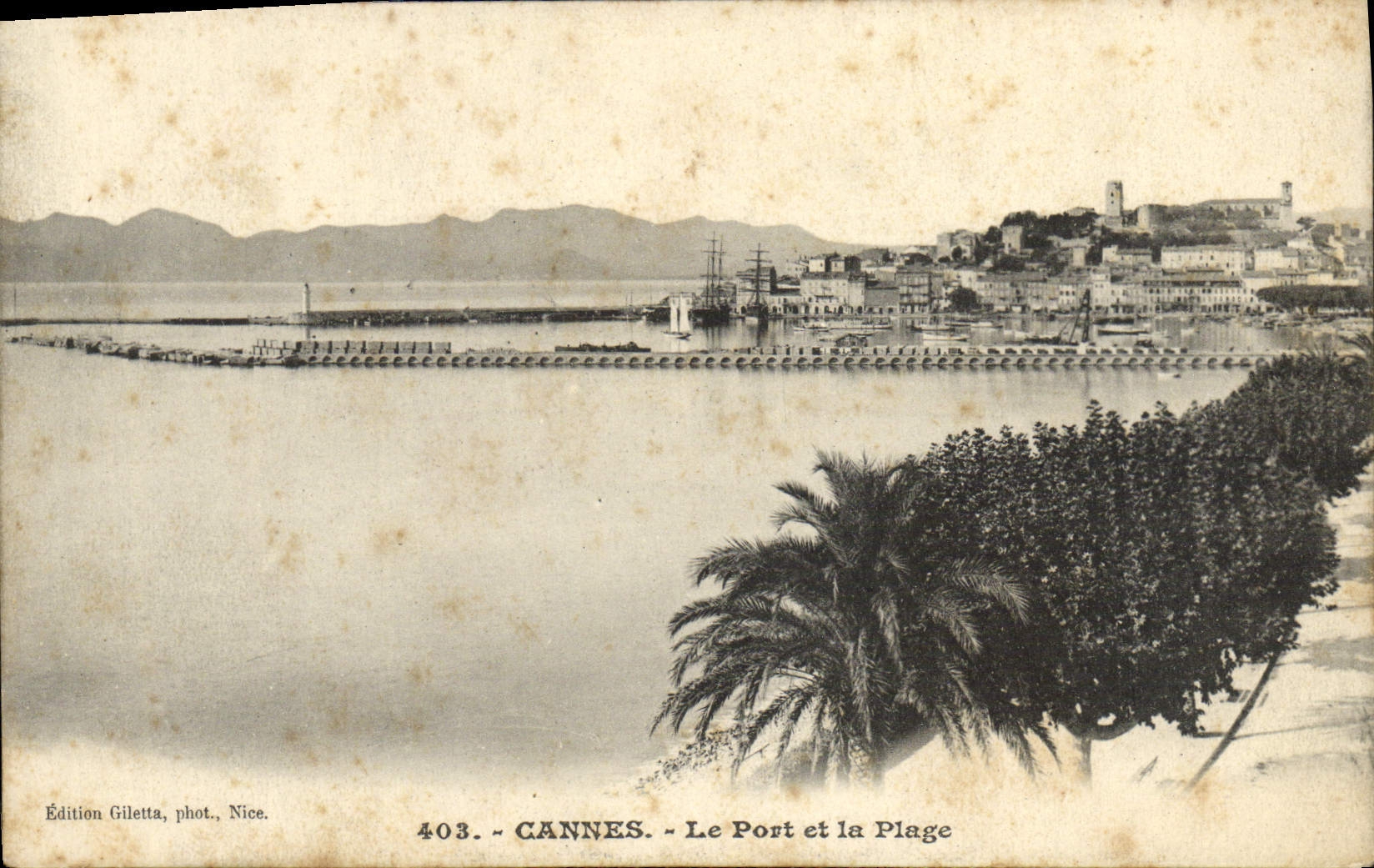 VINTAGE POSTCARD Cannes the Port and the Beach