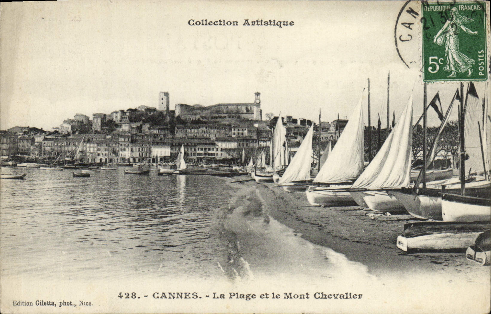 CPA Cannes La Plage et le Mont Chevalier Bateaux